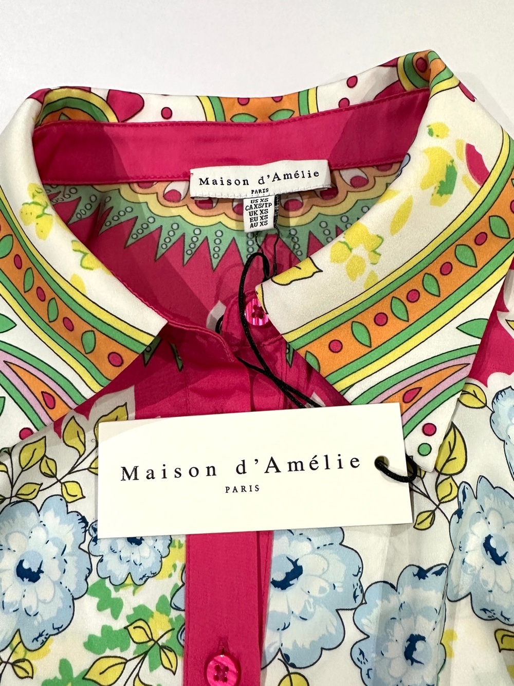 Maison D’ Amelie Pink Paisley Crop Blouse - Picture 4 of 6